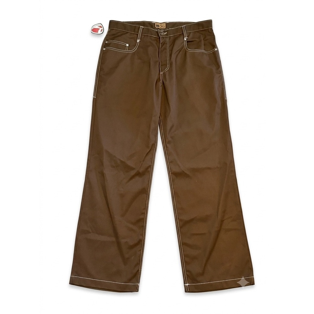 Vtg Kik Wear Tuff Pants MADE IN USA Brown Wide Leg Skate 90s Y2K Deadstock 36NWT